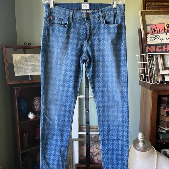 HUDSON KRISTA SUPER SKINNY HOUNDSTOOTH JEANS SIZE 32 - Picture 2 of 13